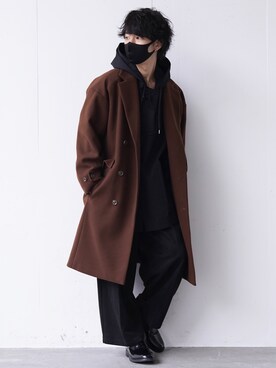 「CASPER JOHN」｜「アイテム（チェスターコート）」を使った、hideaki さん（メンズ・175cm）の秋コーディネート