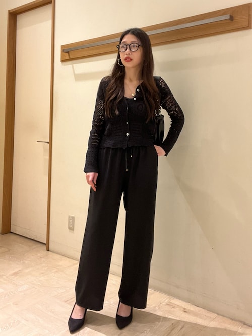 フレディエミュ fredy emue クロシェ編みカーディガン　ブラック セール】MADE INDIA クロシェ編みカーディガン（カーディガン