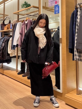 「アイテム（ダッフルコート）」を使った、noripiyoさん（レディース・163cm）の冬コーディネート