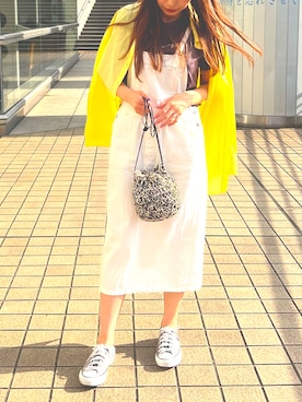「黄色」｜「アイテム（オールインワン・サロペット）」を使った、noripiyoさん（レディース・163cm）の春コーディネート