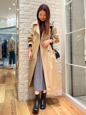 「オフィス」｜「アイテム（トレンチコート）」を使った、noripiyoさん（レディース・163cm）の秋コーディネート