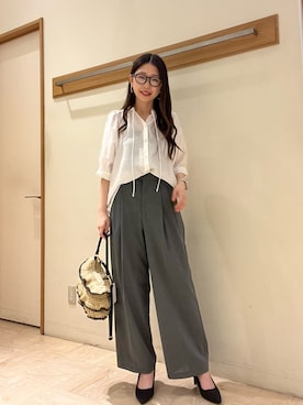 「アイテム（かごバッグ）」を使った、noripiyoさん（レディース・163cm）の夏コーディネート