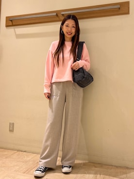 「スエット」｜「アイテム（スウェット）」を使った、noripiyoさん（レディース・163cm）の冬コーディネート