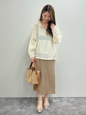 「ラメスカート」｜「アイテム（ブルゾン）」を使った、noripiyoさん（レディース・163cm）の春コーディネート