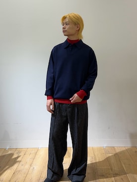 「SENSE OF PLACE by URBAN RESEARCH（センスオブプレイスバイアーバンリサーチ）のネップワイドダブルスラックス（スラックス）」を使った、hayaさん（メンズ・167cm）の秋コーディネート
