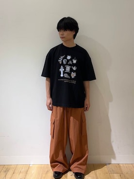 「アイテム（パンツ、オレンジ系）」を使った、hayaさん（メンズ・167cm）の夏コーディネート