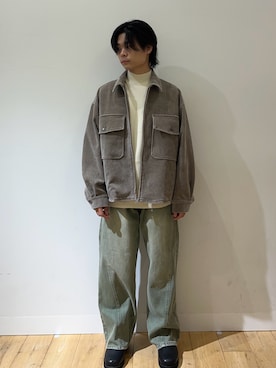 「アイテム（デニムパンツ、グリーン系）」を使った、hayaさん（メンズ・167cm）の秋コーディネート