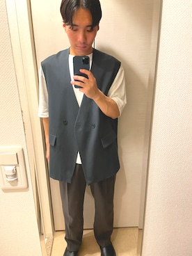 「ユニクロ」｜「アイテム（セットアップ）」を使った、そういちろうさん（メンズ・167cm）の夏コーディネート