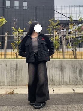 「アイテム（デニムジャケット）」を使った、사さん（レディース・151cm）の秋コーディネート