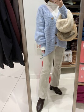「アイテム（ブーティ、ブラウン系）」を使った、risaさん（レディース・155cm）の冬コーディネート