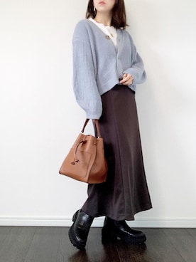 「H&M（エイチ・アンド・エム）のアイテム（カーディガン/ボレロ）」を使った、risaさん（レディース・155cm）の秋コーディネート