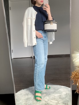 「ボウタイ」｜「アイテム（その他）」を使った、risaさん（レディース・155cm）の春コーディネート