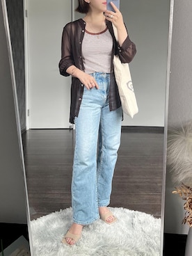 「フレアデニム」｜risaさん（レディース・155cm）の夏コーディネート