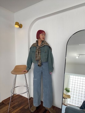 「アーバンリサーチ」｜「アイテム（デニムジャケット）」を使った、yuiさん（レディース・168cm）の冬コーディネート