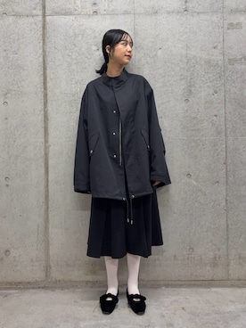 「SENSE OF PLACE by URBAN RESEARCH（センスオブプレイスバイアーバンリサーチ）の『撥水/防花粉』SKINProof ミリタリージャケット（ミリタリージャケット、ブラック系）」を使った、yuiさん（レディース・168cm）の冬コーディネート