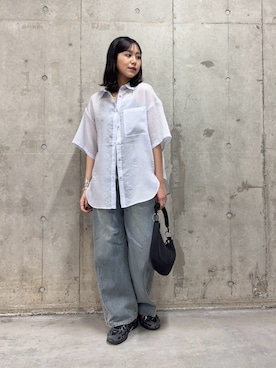 「SENSE OF PLACE by URBAN RESEARCH（センスオブプレイスバイアーバンリサーチ）のカーブデニム（デニムパンツ、ブルー系）」を使った、yuiさん（レディース・168cm）の春コーディネート