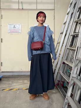 「SMELLY（スメリー）のシャギービーニー（ニットキャップ/ビーニー）」を使った、yuiさん（レディース・168cm）の冬コーディネート