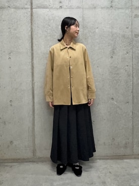 「SENSE OF PLACE by URBAN RESEARCH（センスオブプレイスバイアーバンリサーチ）のFSステンカラージャケット（その他アウター、ベージュ系）」を使った、yuiさん（レディース・168cm）の冬コーディネート