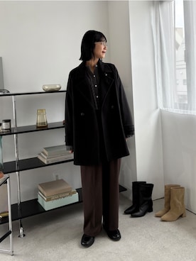 「アイテム（その他アウター、ブラック系）」を使った、yuiさん（レディース・168cm）の秋コーディネート