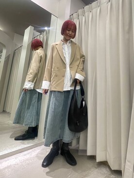 「SENSE OF PLACE by URBAN RESEARCH（センスオブプレイスバイアーバンリサーチ）のアイテム（テーラードジャケット）」を使った、yuiさん（レディース・168cm）の冬コーディネート