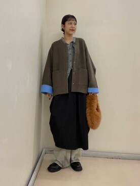 「アイテム（ノーカラーコート）」を使った、yuiさん（レディース・168cm）の秋コーディネート