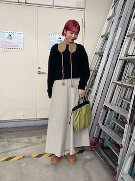 「アイテム（イヤーマフ、ブラウン系）」を使った、yuiさん（レディース・168cm）の冬コーディネート