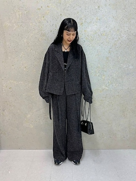 「SENSE OF PLACE by URBAN RESEARCH（センスオブプレイスバイアーバンリサーチ）の『わたべ×SOP』『セットアップ対応』ツイードダブルブレストショートジャケット（セットアップ）」を使った、yuiさん（レディース・168cm）の秋コーディネート