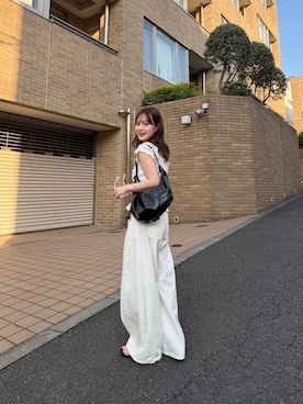 「mystic（ミスティック）のハーフムーンBAG（手提包、ブラック系）」を使った、nanamiさん（レディース・153cm）の春コーディネート