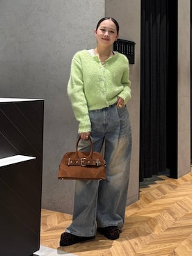 「JEANASIS（ジーナシス）のソフトラメリブUネックLS TEE/240318（Tシャツ/カットソー）」を使った、yumeha0127さん（レディース・159cm）の冬コーディネート