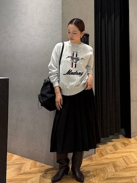 「eL（エル）の【eL】Wide Long Boots/1052793（ブーツ、ブラウン系）」を使った、yumeha0127さん（レディース）の秋コーディネート