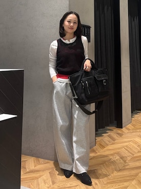 「JEANASIS（ジーナシス）のセミシアーリブヘンリー LS/326122（Tシャツ/カットソー、ピンク系）」を使った、yumeha0127さん（レディース）の春コーディネート