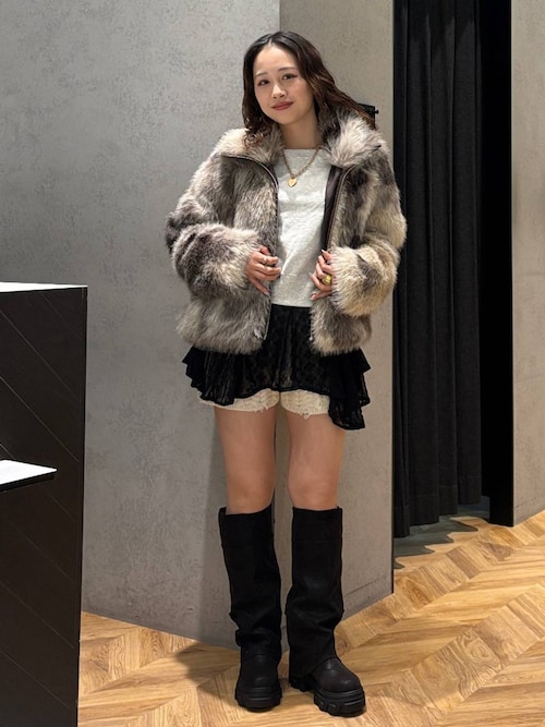 ジーナシス　今期ファー　コート　ブルゾン JEANASIS（ジーナシス）の「MIXカラーファーブルゾン（）」 - WEAR