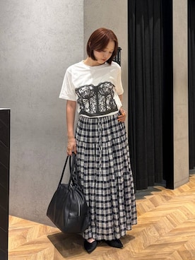 「eL（エル）の【eL】Large Boston Bag/288120（ショルダーバッグ、ブラック系）」を使った、yumeha0127さん（レディース）の夏コーディネート
