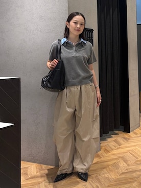 「JEANASIS（ジーナシス）のアンティークスタッズトートBAG/643898（トートバッグ、ブラック系）」を使った、yumeha0127さん（レディース）の夏コーディネート