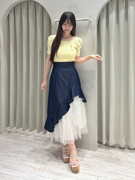 「MERCURYDUO（マーキュリーデュオ）のクリアベルトウェッジサンダル（サンダル、その他）」を使った、Tomomiさん（レディース・165cm）の夏コーディネート