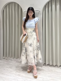 花柄バックレースアップフレアスカート｜マーキュリーデュオ