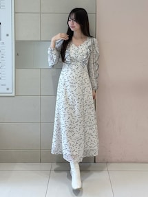 極美品・近年・完売品✨ダブスタ　ミリオラメントダブルエアーAラインワンピース ダブルラッフルバイカラーパイピングワンピース｜マーキュリーデュオ