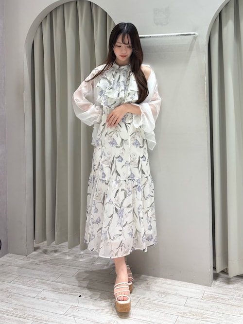 マーキュリーデュオ 花柄 セットアップ 花柄バックレースアップワンピース（ワンピース）｜MERCURYDUO