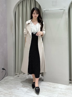 「MERCURYDUO（マーキュリーデュオ）の2WAYラッフルブラウスドッキングワンピース（ワンピース、その他）」を使った、髙橋友美さん（レディース・165cm）の春コーディネート