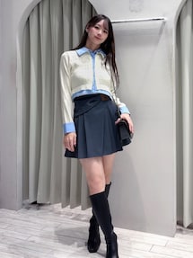 U.S. POLO ASSN.別注シャツレイヤード風ケーブルカーディガン