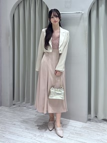 チュールフリルドッキングサテンワンピース｜マーキュリーデュオ