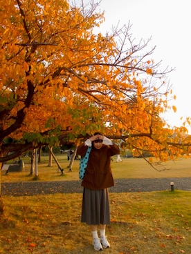 「アイテム（トートバッグ）」を使った、ヒ🌠さん（レディース・165cm・10代）の秋コーディネート