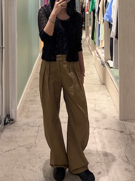 「GU（ジーユー）のアイテム（チノパンツ、ベージュ系）」を使った、マミさん（レディース・163cm）の夏コーディネート