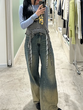 「EMODA（エモダ）のハングラッフルキャミソール（Tシャツ/カットソー、その他）」を使った、マミさん（レディース・163cm）の春コーディネート