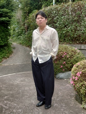 「Steven Alan（スティーブンアラン）の＜Steven Alan＞ リバティ ソリッド シングルニードル シャツ LOOSE（シャツ/ブラウス、ホワイト系）」を使った、doramukanさん（メンズ・168cm）の夏コーディネート