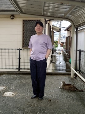 「Gramicci（グラミチ）のアイテム（Tシャツ/カットソー、パープル系）」を使った、doramukanさん（メンズ・168cm）の夏コーディネート