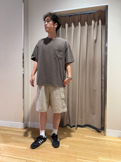 『セットアップ対応』天然素材リネンコットンイージーカーゴショーツ