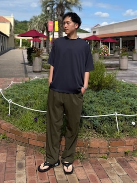 「URBAN RESEARCH（アーバンリサーチ）のHEMP SILK BLEND T-SHIRTS（T Shirts、ブルー系）」を使った、Wataruさん（メンズ・180cm）の夏コーディネート