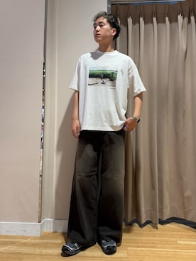 「URBAN RESEARCH DOORS（アーバンリサーチドアーズ）のForrest Gump Short-Sleeve T-Shirts（Tシャツ/カットソー、ホワイト系）」を使った、Wataruさん（メンズ・180cm）の夏コーディネート