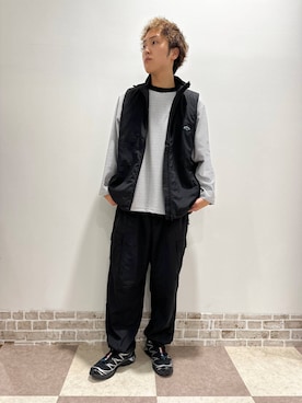 「アイテム（ダウンベスト）」を使った、Wataruさん（メンズ・181cm）の秋コーディネート